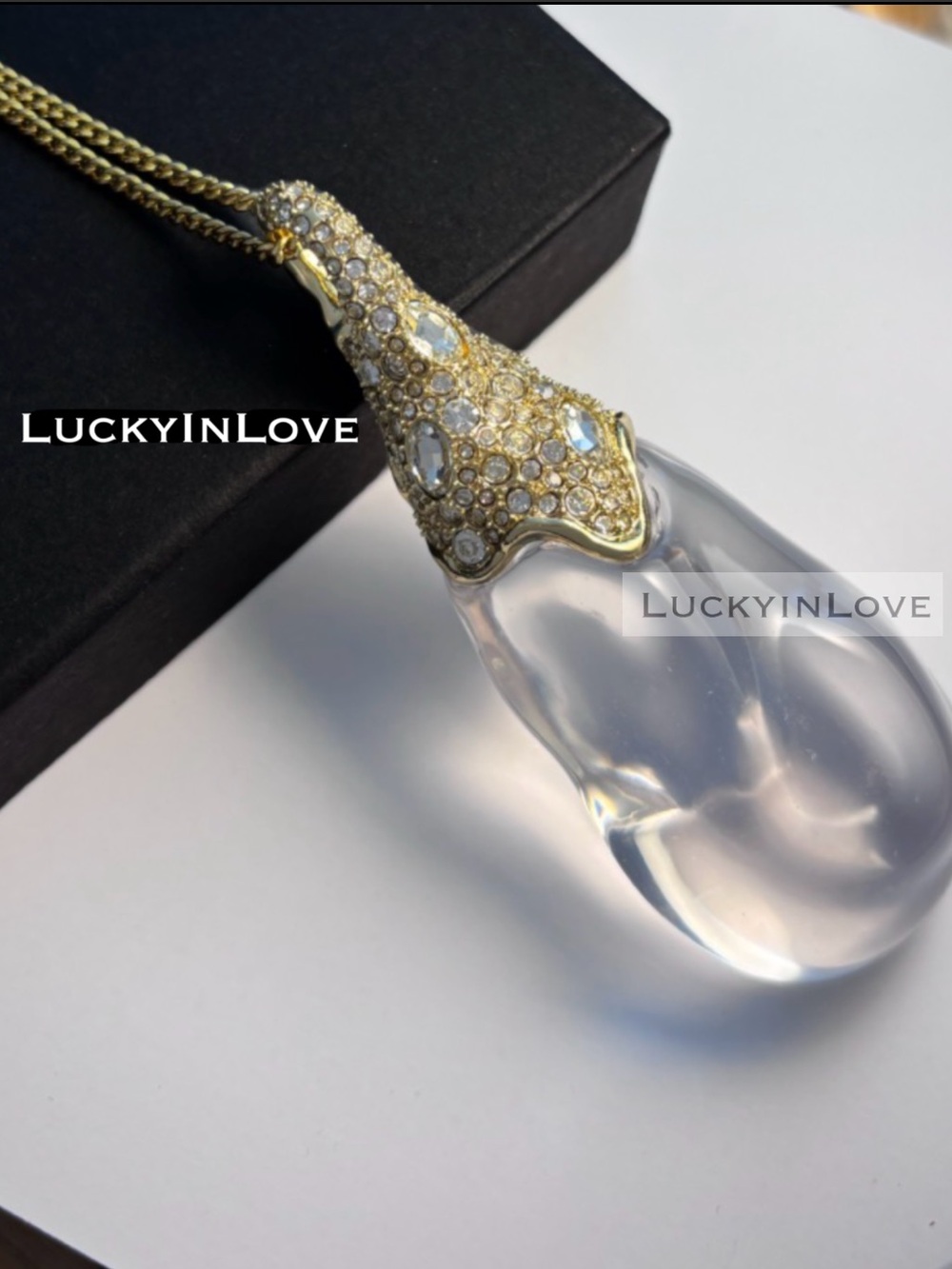 Alexis Bittar • Liquid Lucite Teardrop Crystal Pavé Dream Rain Pendant Necklac